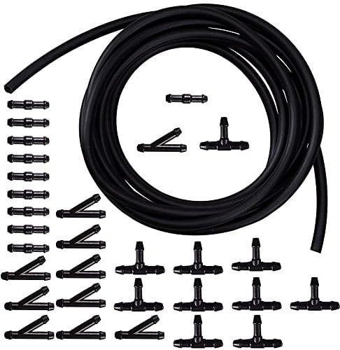 HUAZIZ 8m Universal Scheibenwaschanlage Schlauch, Wischwasserschlauch Reparaturset, Automotive Schlauch, Isolierschlauch, Universal Scheibenwaschanlage Schlauch + 30 Stücke Schlauchverbinder
