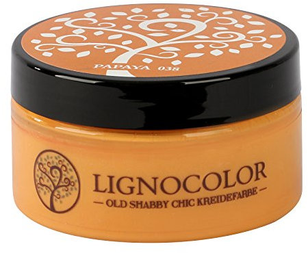 Lignocolor 100ml Kreidefarbe (Papaya) Shabby Chic Lack Landhaus Stil Vintage Look Chalky finish