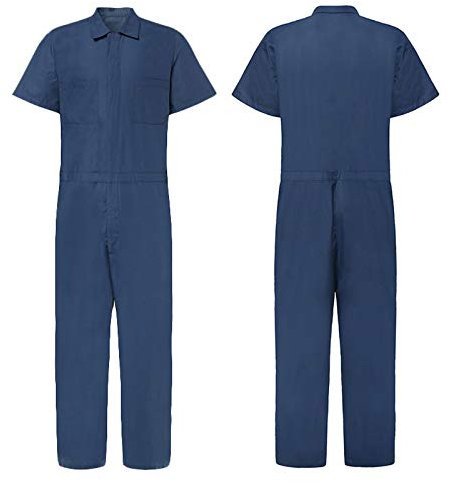 Tuta da Uomo Tinta Unita Manica Corta con Zip da Lavoro con Risvolto Tuta Intera (XXL,Marina Militare)