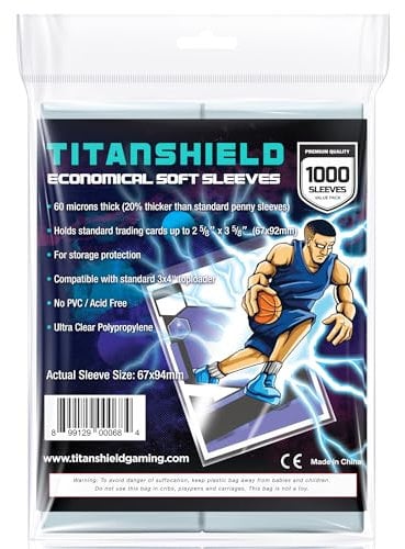 TitanShield Economical Soft Penny Card Sleeves 2-5/8” x 3-5/8” (67x94mm), Ultra Clear (500 Count)