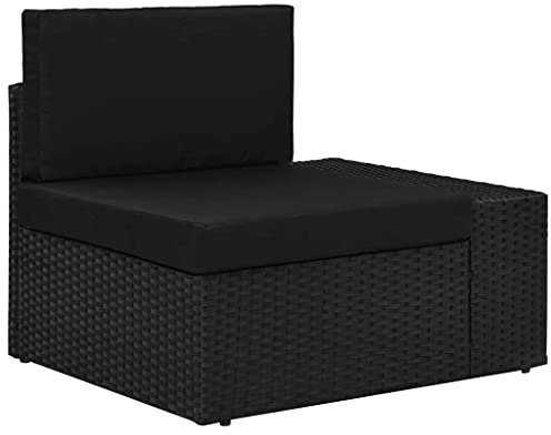 Poly Rattan Sofa mit Rückenkissen, Abnehmbaren Sitzpolster, Modulares Sofa-Eckteil mit Armlehne (links) fur Hof und Terrasse, Pulverbeschichteten Stahlgestell, Witterungsbeständig, 78,5 x 65,5 x 52 cm