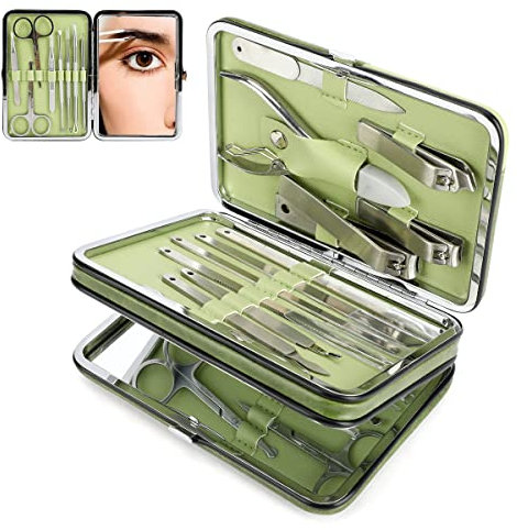Ensemble de manucure, CestMall 21pcs Coupe-ongles Kit de pédicure Kit de manucure professionnel en acier inoxydable pour hommes Femmes Outils de soin des ongles Kits de toilettage de voyage à domicile