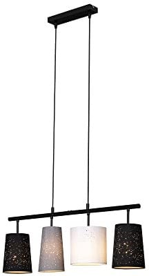 BRILONER Leuchten - Pendelleuchte Textil mit Sterneneffekt, Hängelampe 4-flammig, E27 max. 40 Watt, Esszimmerlampe Stoff 4027-045 Schwarz