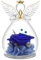 Qinqinxin Geschenk für Mama Oma, Ewige Rose Kuppel Glas Engel, Handgefertigte Ewige Blume Engel Figur, Originelles Geburtstagsgeschenk Geschenk für Sie Valentinstag (Blue)