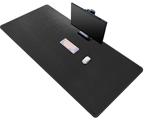 CENNBIE Schreibtischunterlage leder, 160 x 80cm extra große Tischunterlage, Erweitertes PU Leder Mauspad, Wasserdichte Schreibunterlage auf Schreibtischen,Büro und Zuhause Tischunterlage (schwarz)