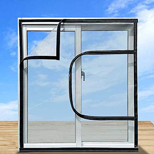 Yuing Custom Size Window Protection for Cats with Zipper, Cat Safety Net, Anti-Mosquito Insect Fly Screen Self-Adhesive Netting for Balcony & Window
