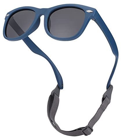 COASION TPEE Polarized Baby Sunglasses Durable with Strap Soft Silicone Frame Adjustable Toddler Boys Girls for 0-24 Months
