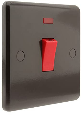 Art Deco Emporium 1Gang 45Amp Dual Pole Switch with Neon Indicator in Vintage Period Style Bakelite Dark Brown Part of the New eXalt V2.0 Brand. Standard UK DP 1-Gang 45 Amp DP