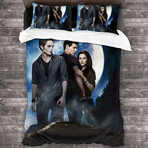 ANSSON Kinder Bettwäsche-Sets Vampire Mikrofaser Bettbezug Twilight Schlafzimmer dekorative Bettwäsche mit 2 Kissenbezug Unisex (Twilight5, 135x200cm+80x80cmx2)