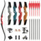 60 Zoll Bogenschießen Takedown Recurve Bogen und Pfeile Set Traditioneller Jagdbogen Erwachsener Holz Bogen Griff 20-60lbs Longbogen für Rechtshand Bogensport (20lbs, Rot Set)