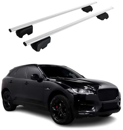 OMAC Dachträger für Jaguar F-Pace 2016-2025 Stahl 2 Stangen Silber | ISO/PAS 11154:2006 geprüft, Abschließbar, City-Crash-getestet, bis 75 kg Traglast, Querträger, Grundträger