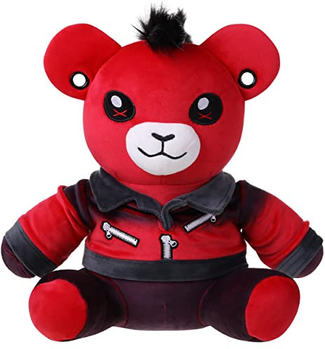 Ember der Punk-Teddy | 25cm Rocker Plüschie Stofftier, Plüschtier, Teddybär Kuscheltier, rot schwarz
