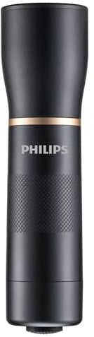 Philips SFL7001T/10 - Linterna LED, 600 Lúmenes, Hasta 25 Horas de Reproducción, Resistente al Agua IPX4, Color Negro (4 Pilas AAA Incluidas)