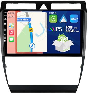 JOYX Android 14 IPS Autoradio Passt für Audi A6 C5 S6 (1999-2004) / RS6 (2002-2006) - Eingebautes CarPlay Android Auto - KOSTENLOS Kamera - 2G+32G - 9 Zoll 2 Din - DAB Lenkradsteuerung WiFi Fast-Boot