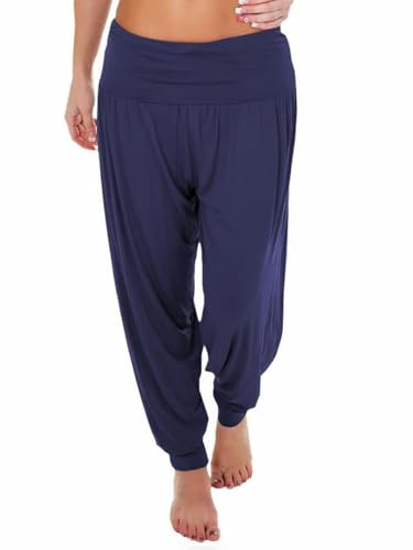 Prime fashions - Ladies Harem Trousers - Women's Full-Length Stretch Casual Pants (XXL, Navy Blue)