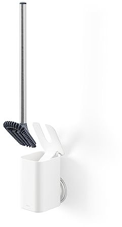 Umbra Toilettenbürste mit Halterung zum Kleben für Wand-und Bodenanbringung, Gummi, Weiss, Einheitsgröße