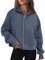 AUTOMET, Felpa con cappuccio da donna con zip, giacca in pile oversize, abiti alla moda per l'autunno e l'inverno, Grigio blu., X-Large