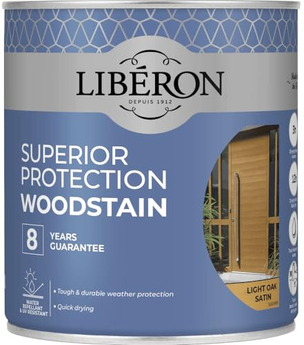 Libéron Superior Protection Woodstain - 8-Year Guarantee - Durable Weather Protection - UV-Resistant - Water-Repellent - Quick-Drying - Light Oak - 750ml
