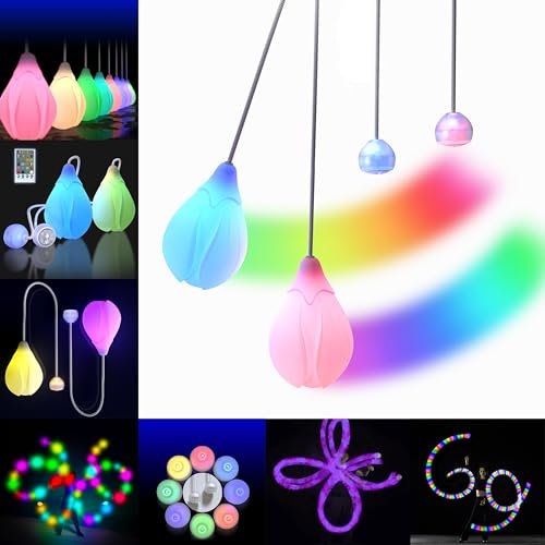2 LED Poi Palle da Giocoliere - Set di Palline Poi Ricaricabili Tramite USB a Forma di Fiore per Principianti e Professionisti con Telecomando | Palline da Giocoleria Poi per Bambini e Adulti