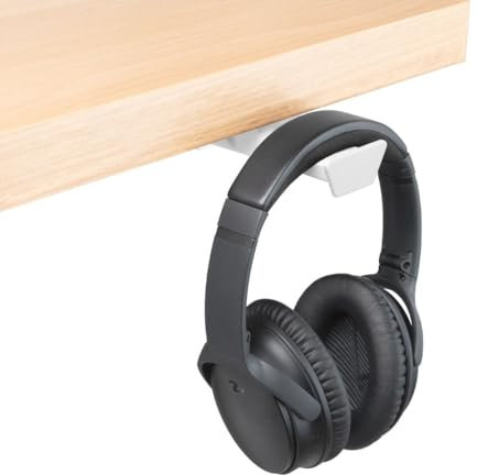 Fidly Kopfhörer Headset Halter Under Desk, Platzsparende Selbstklebende Kopfhörerhalter, Universal für Over Ear Kopfhörer und Gaming Headset (weiß)