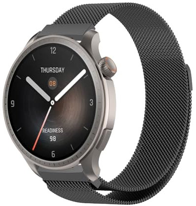 PaceBid 22mm Armband Kompatibel mit Amazfit Balance 2, Metall Gewebte Edelstahl Magnetisch Ersatzband Herren Damen Klassisches Verstellbarer Uhrenarmband für Amazfit Balance - Schwarz