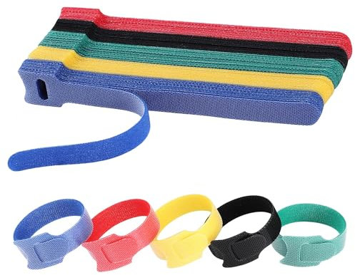 50 Pezzi Fascette Cavi Riutilizzabili e Regolabili 150 X 12 mm - Per Organizzazione dei Cavi a Casa e in Ufficio