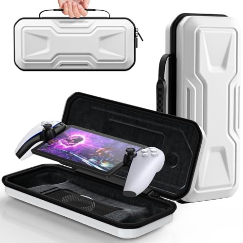FYOUNG Carrying Case for PlayStation Portal, Protective Hard Shell Portable Travel Carry Handbag Full Protective Case Accessories for PlayStation Portal Remote Player-White