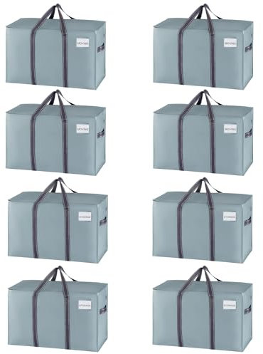 VENO 8 Pack Extra Large Christmas Ornament Organizer Storage Bags for Moving, Santa Sacks Toys Storage Box, College Packing Supplies Moving Bags, Dorm Foldable Heavy-Duty Tote Basket(Light Blue Matte)