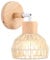iDEGU Wandleuchte Innen Boho E27 Wandlampe aus Holz 15cm Lampenschirm Rattan Verstellbar Deckenleuchte Retro Dekoration Vintage Lampe für Schlafzimmer, Schlafzimmer, Flur, Restaurant (Weiß)