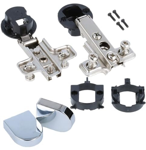 MS Beschläge Glastür-Topfband 1 Paar Glastürscharniere Ø 26mm Chrom glänzend Topfbandabdeckung Vitrinenscharnier Schrankscharnier Möbelscharnier (Oval, Eckanschlag)