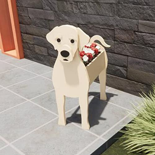 Hunde-Pflanzgefäß aus PVC, niedlicher Haustier-Hunde-Pflanzgefäß, 34 x 24 cm, Cartoon-Cocker-Hunde-Pflanzgefäß, Tierform, kreativer Blumentopf für Innen-/Außengarten, Kaktus (Labrador weiß 34 x 2