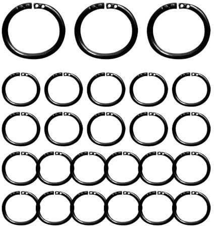 Lot de 25 anneaux de rideau de douche, noirs, en forme de C, diamètre intérieur, 40 mm, convient pour salle de bain, chambre à coucher, balcon