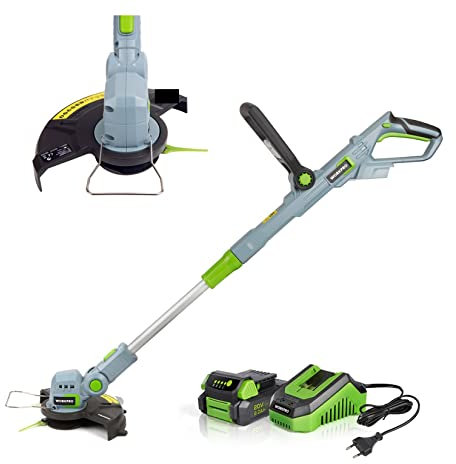 MEIVIYA Taille-Bordures et Coupe-Bordure Tondeuse à Gazon électrique 20V 2000mAh Li-ION Coupe-Herbe sans Fil dégagement Automatique Coupe-chaîne élagage Outils de Jardin