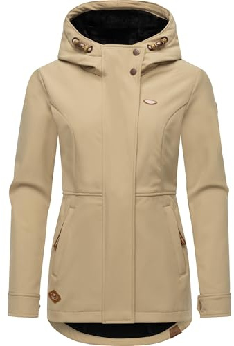 Ragwear Damen Sotfshelljacke Übergangsjacke mit Teddyfleece-Kapuze Yba Intl Taupe24 Gr. 3XL