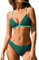 CUPSHE Bikini für Damen, zweiteiliger Badeanzug, V-Ausschnitt, niedrige Taille, überkreuzter Rücken, Spaghettiträger zum Selbstbinden, Grün/Blaugrün, Medium