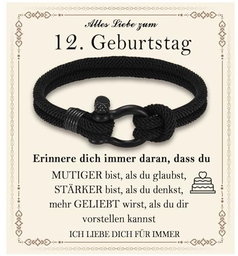 FAOMZQ Geburtstagsgeschenk für Jungen, Armband Geschenke für Jungs zum 12. Geburtstag, Tolles Geschenk für 12-Jährige Jungen Teenager zum 12 Geburtstag
