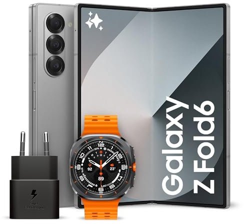 SAMSUNG Galaxy Z Fold6 Smartphone AI Pieghevole, Caricatore Incluso, RAM 12GB, 1TB, Display 6,3/7,6 Dynamic AMOLED 2X, Silver Shadow + Galaxy Watch7 Ultra Titanium Gray Smartwatch, 2024