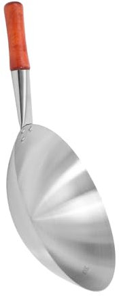 COLLBATH wok in acciaio inossidabile padella padelle pan tegamini pentola per friggere wok giapponese wok da cucina antiaderente wok cinese wok piano cottura a induzione legno Silver