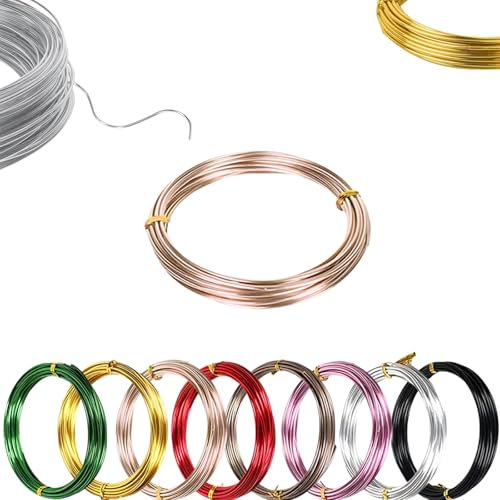 COSORO 45m RoGold Aluminum Craft Wire 18 Gauge,1mm Thin Crafting Bendable Sculpting Wire,Weaving Wrapping Florist Wire for Jewellery Making,Modelling,Bead Floral Making Skeleton Wires