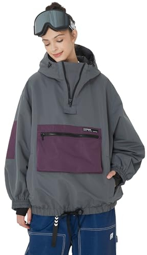 SNOWVERB Damen Herren Baggy Snow Wasserdicht Cargo Ski Warm Mantel Isoliert Winddicht Snowboard Bergjacke mit Kapuze