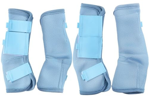 Fly Horse Boots 4er Set Weiche & Atmungsaktive Mesh Fliegengamaschen für Pferde Hellblau Pony