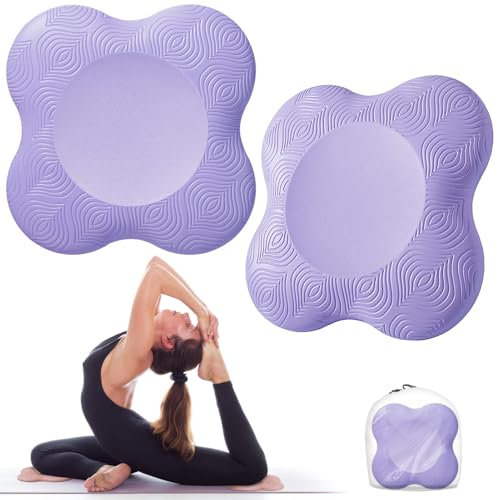 Bigmeda 2Stk Kniekissen für Yoga,Yoga Matt für Pilates,Minimiert und Unterstützt Knie Handgelenke und Ellbogen,Umweltfreundlich Leicht Rutschfest Yoga Mat (Hellblau) (Light Purple)