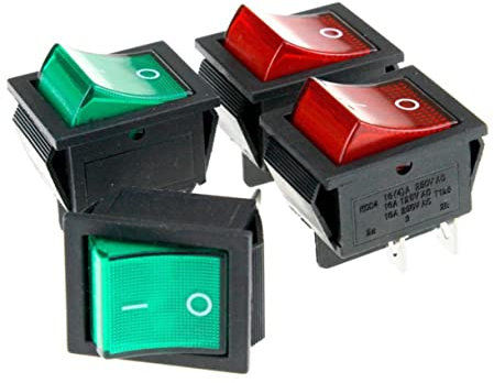 JECOMPRIS Interruttore Rocker a 16A 250V Con Luce LED 2 e 2 Interruttore On/Off Per Auto Barca Ed Elettrodomestici Snap Rocker Switch