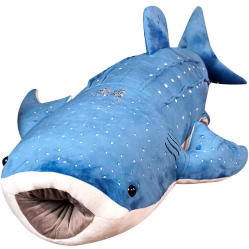 Riesiges Blauwal Stofftie-Plüschkissen, gefülltes Wal-Plüschtier, zum Spielen und Kuscheln Baby-Geschenk für Mädchen und Jungen (55 cm,Blau)