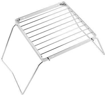 Sarini Griglia da Campeggio Pieghevole, Portatile, in Acciaio Inox, per Barbecue, da Esterno, per Escursioni, Picnic, Barbecue, Pesca, Avventure all'Aria Aperta