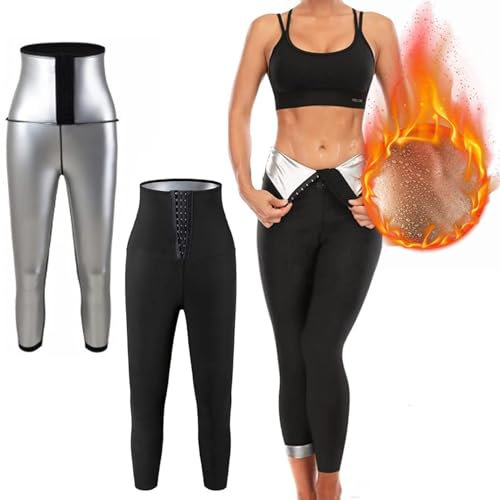 AZIDWERYQ Sauna Pants for Women High Waist Shapewear Sauna Suit Women, Slimming Exercise Accessories Easy Care Black Sauna Pants Fitness Gym Yoga Women Girl Sauna Suit Women