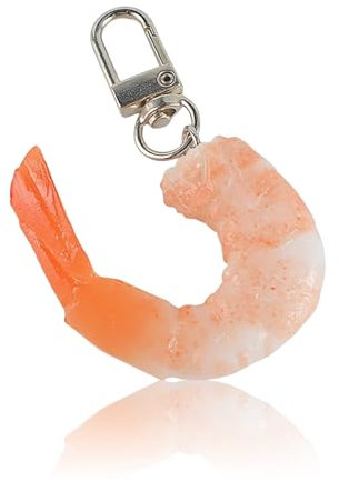 GlamRays Porte-clés Alimentaire Imitation Porte-clés Drôle Crevette Porte-clés pour Sac à main Porte-monnaie Accessoires de voiture, Orange, L