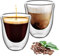 AOOTE 2 Unidad Vasos de Espresso, 220ML Doble Pared Transparente de Vidrio Borosilicatado, Vaso de Chupito de Espresso de Doble Pared, Apto para Lavavajillas, Tazas de Té, Café, Capuccino