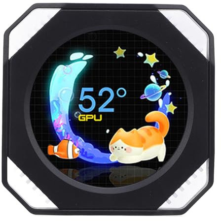 Bewinner Computertemp - PC -Sensor -Panel -Anzeige, 2,1 -Zoll -Computer -Sekundärbildschirm ， DIY Dynamisches Thema Wasserkühler Bildschirm, RGB GPU -CPU -Temperaturanzeige (Black)