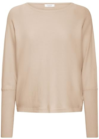 b.young BYMMMORLA Damen Strickpullover Feinstrick Pullover Shirt mit U-Boot-Ausschnitt Loose fit, Größe:M, Farbe:Humus Melange (1513041)